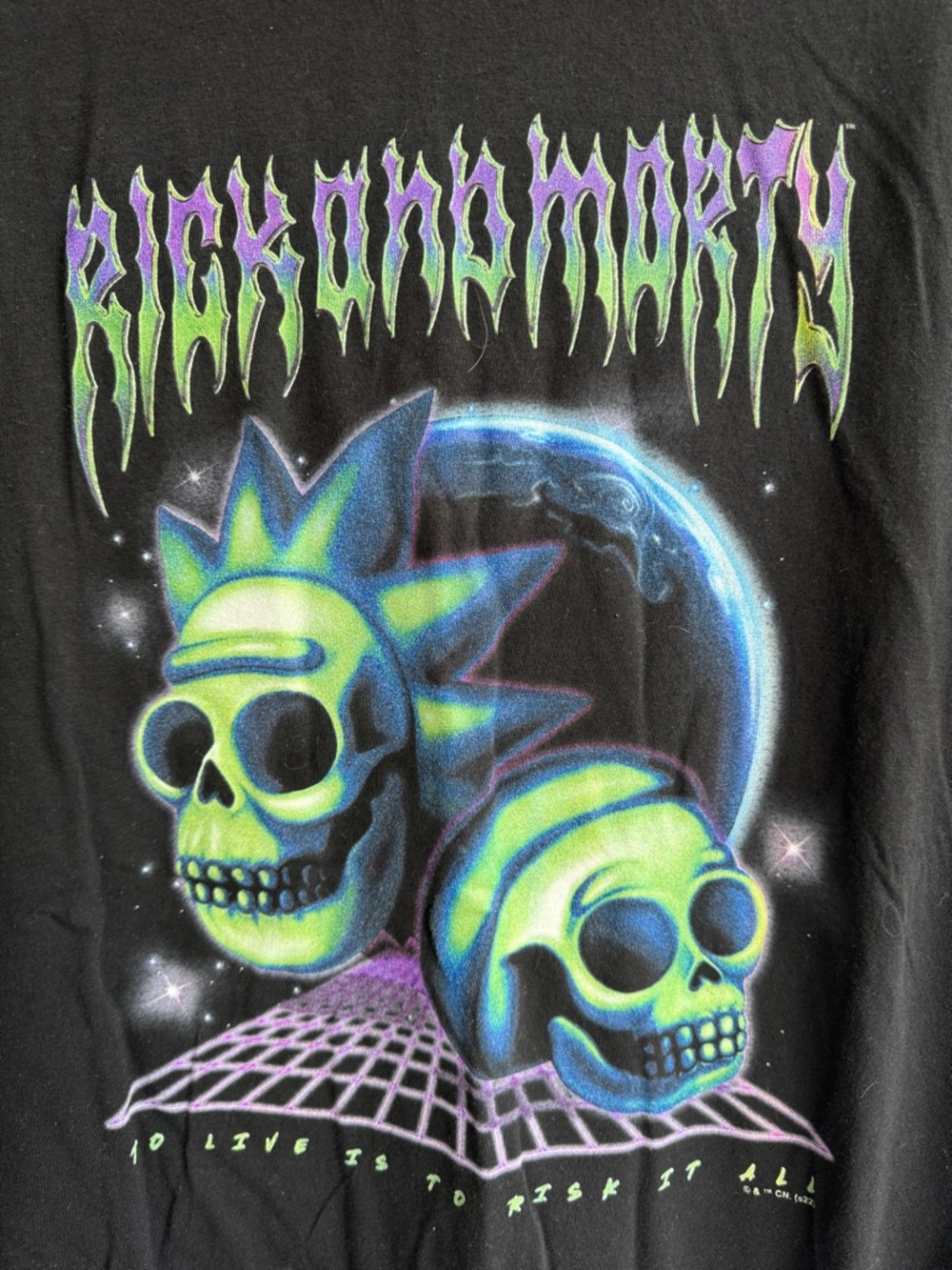 RICK AND MORTY TO LIVE IS TO RISK IT ALL T SHIRT SIZE XXL 2X 2XL SKULLS